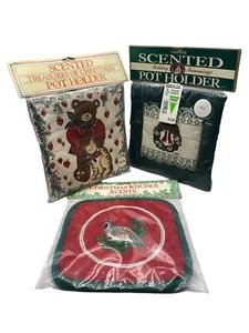 3er Set Vintage Duft Weihnachten Topflappen Teddybär Katze Zimt Kiefer NEU - Bild 1 von 7