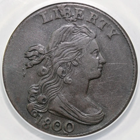 1800 1c S-197 Draped Bust Large Cent ANACS VF 25 DETAILS SCRATCHED Cover