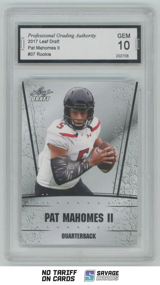 2017 Leaf Draft Rookie Pat Mahomes II PGA 10 #07 Kansas City Chiefs - Image 1 of 3
