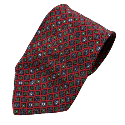 Vintage Chanel Paris Tie CC Logo Pattern Made in Italy Satin 100% Silk Red 3.75" - Imagem 1 de 4