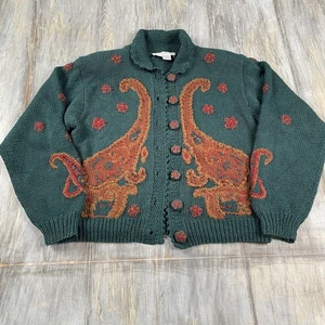 Vintage Cowboy Knit Cardigan Sweater Womens Size Medium Western Farming - Picture 1 of 3