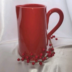 Jarra de cerámica roja pintada a mano hecha en Italia adecuada para servir bebidas - Imagen 1 de 5