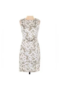 Kate & Lily Tan & Cream Floral Print Sheath Dress - NWT - Size 10! - Picture 1 of 11