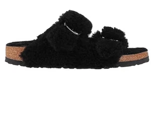 Birkenstock Women’s Size 12 Arizona Shearling Sandal Black Regular NWT No Box - Picture 1 of 10