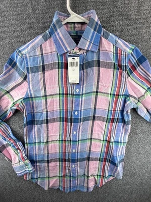 NWT Polo Ralph Lauren Linen Plaid Pink Blue Button Up Shirt Small Classic Fit - Image 1 of 4