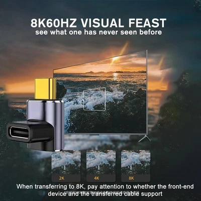 90Degree USB-C Adapter, 40Gbps Type-C Male to Female Connector Angle ¤ C4E7 - Image 1 of 4