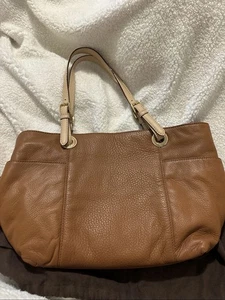 Michael Kors Jet Set  Double Handle Leather Tote Purse Bag Luggage Gold - Picture 1 of 9