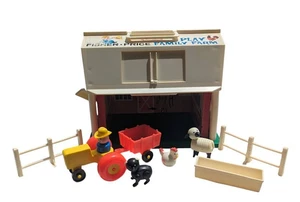 Vintage Fisher Price Little People Spiel Familie Bauernhof Scheune 1967 Set mit Zubehör - Bild 1 von 8