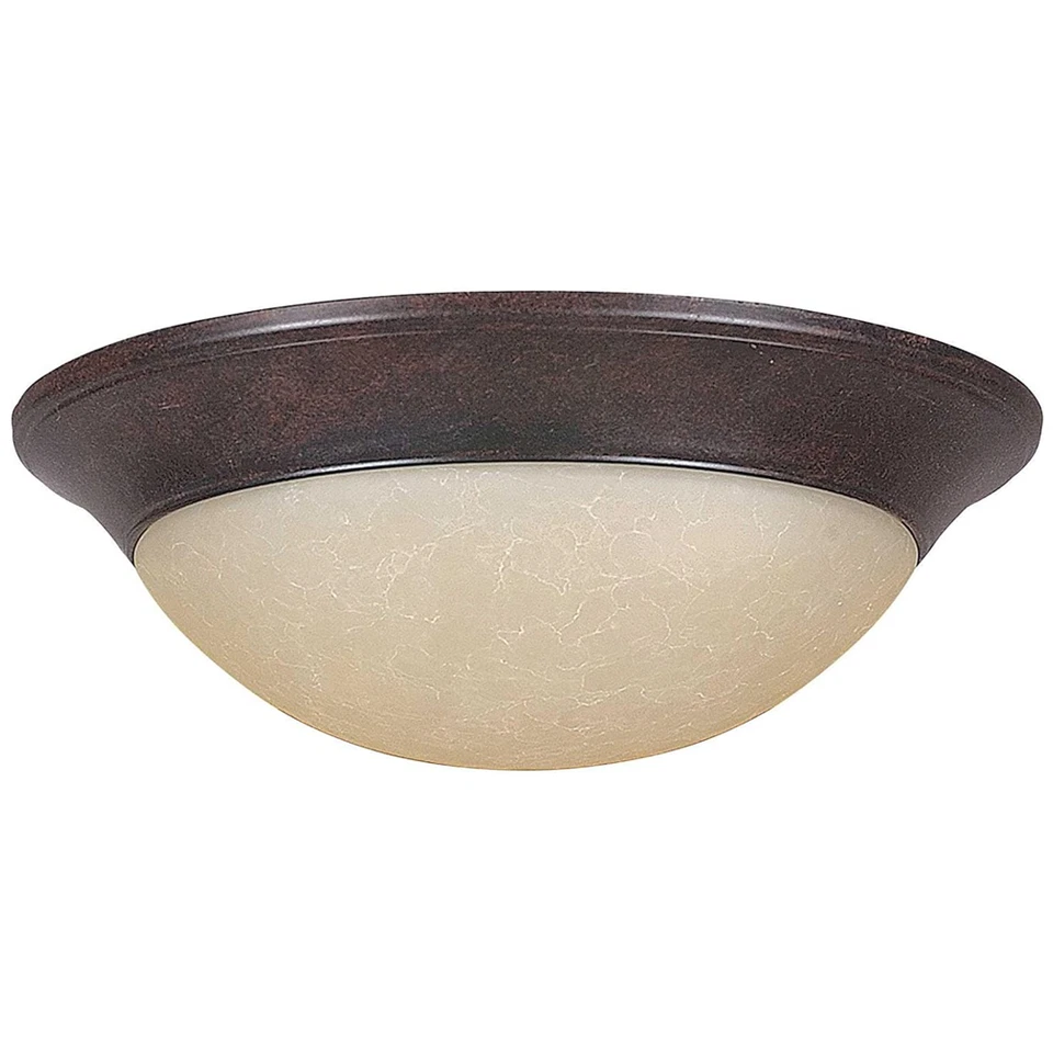 Sunset Lighting 14" Flush Mount w/ Tea Stained Glass, Rubbed Bronze Finish F7152 - Image 1 of 1