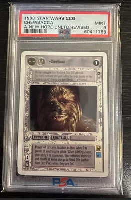 PSA 9 MINT STAR WARS CCG A NEW HOPE UNLIMITED REVISED CHEWBACCA !!! - Image 1 of 2