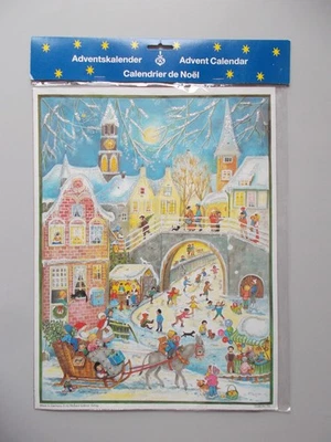 LG GERMAN ADVENT CALENDAR W/GLITTER RICHARD SELLMER VERLAG QUAINT VILLAGE SCENE - Image 1 of 3