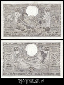 BELGIUM 100 FRANCS 20 BELGAS 1943 P-149 XF S/N 10667.H.987 - Picture 1 of 1