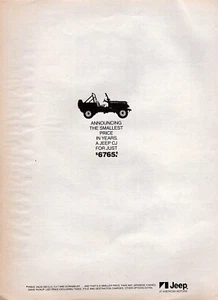 Pubblicità originale Jeep CJ-7 Renegade 1982 "Piccolo prezzo degli anni" - Foto 1 di 1