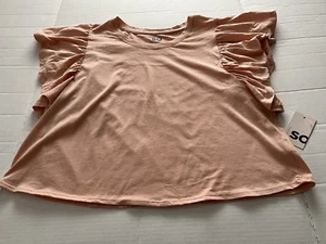 Nuova SO camicia donna pesca con volant manica corta leggermente ritagliata taglia XL - Foto 1 di 4