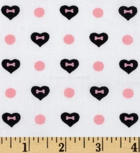 BTY High Style Hearts Bones Polka Dots White Cotton Fabric By The Yard - Picture 1 of 1
