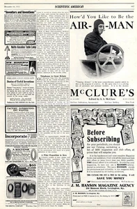 AIR-MAN Mc CLURE'S & HANSON MAGAZINE US-Markenwerbung XXL c.1911 - Picture 1 of 1