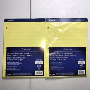 Ampad Double Sheets Pad Law Rule 8 1/2 x 11 3/4 Canary 100 Sheets 20245 2pc - Picture 1 of 4