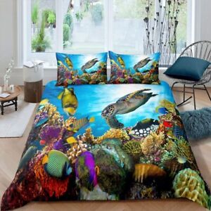 Feelyou Sea Turtle Duvet Cover Set Ocean Nautical Comforter Cover Hawaii Beach B