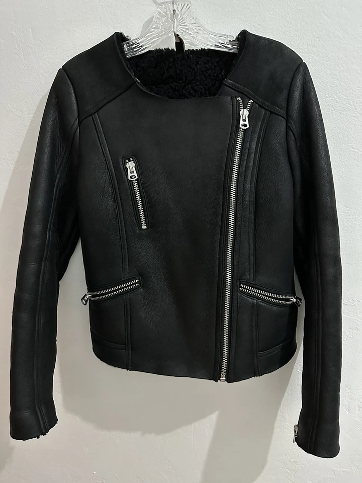 Top Shop 100% real sheepskin jacket size 4 - Image 1 of 4