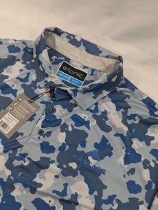 NWT ETONIC Vintage Blue Contrast Camo PerformanceCASCADE  Golf Polo Shirt  XXL - Picture 1 of 7