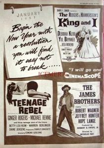 The KING & I, TEENAGE REBEL etc. 1957 Films Advert Print - Cinemascope Movies Ad - Bild 1 von 1
