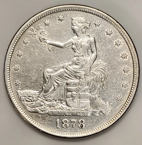 1878-S Trade Silver Dollar $1 in AU Condition Cover