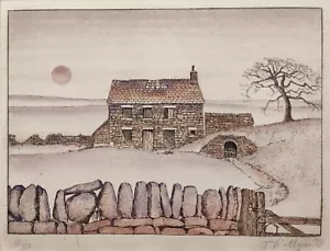 J. RATTIGAN ORIGINAL HAND-TINTED COTTAGE LANDSCAPE ETCHING, SIGNED, LTD ED 4/50 - Picture 1 of 14