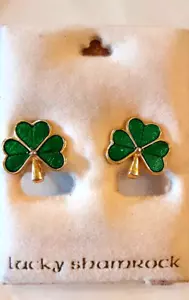 Irish Enamel Shamrock Clip-on Earrings - Solvar of Dublin - Picture 1 of 6