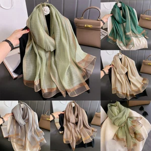 New Luxury Premium Soft Lush Silk Scarf Hijab Elegant Plain Wrap Sarong Shawl ·· - Picture 1 of 27