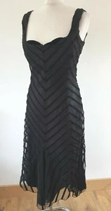 Ladies Black Coast Mesh Velvet Ribbon Fit Flare Midi Dress Party Fits 10 UK - Picture 1 of 9
