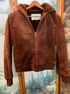 Chaqueta de bombardero occidental con capucha de gamuza y cuero Wilson para mujer talla 12 - Imagen 1 de 5