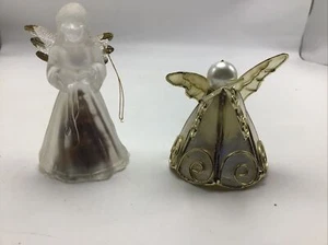 Lote de 2 figuras adorno ángel Capiz Shell popurrí alas de pluma Navidad Navidad  - Imagen 1 de 9