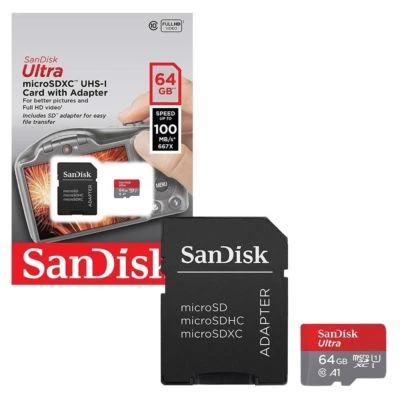 64GB SanDisk Mobile Ultra Micro SD SDXC Memory Card 100MB/s A1 SD Adapter 64GB - Image 1 of 2