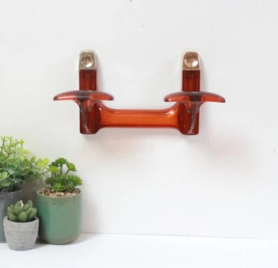 Patère porte-manteaux plastique ambré 70s - Photo 1/4
