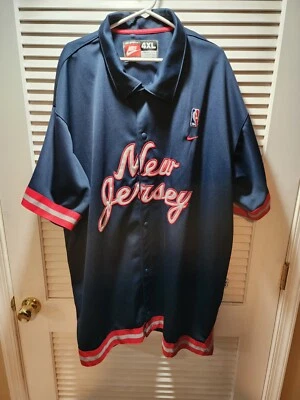 New Jersey Nets Vintage NBA Rewind Mens 4XL Navy Blue Nike Warmup Shooting Shirt - Image 1 of 4