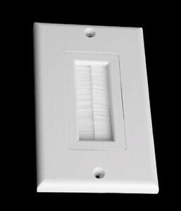 Wall Plate Decora Single-Gang with Brush Pass-Thru for Cable Management White
