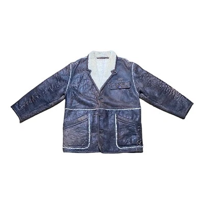 OLMES CARRETTI Vintage Shearling Sheepskin Coat & Vagrant Size L Made In Italy - Image 1 of 4