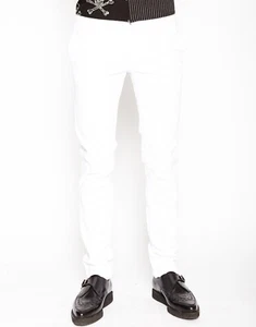 TRIPP WEISS TWILL ROCKER SKINNY STRETCH GOTHIC PUNK BÜHNE JEANS HOSE IS3573M - Bild 1 von 4