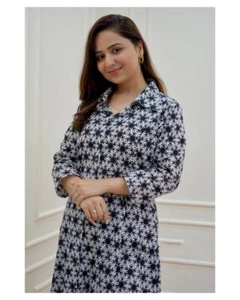 Beautiful Trendy Indian Printed cord set elegant long kurta with tunic pant - Picture 1 of 8
