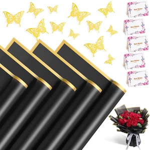 20 Sheets Flower Wrapping Paper, Waterproof Floral Bouquet Wrapping Paper with 3 - Picture 1 of 12