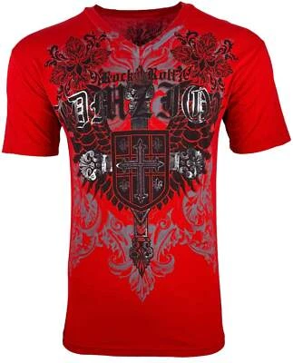Raw State by Affliction Men's T-Shirt Harlow Biker Cross Y2K S-5XL - Image 1 of 4
