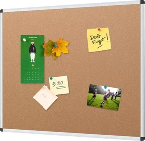 VIZ-PRO 36 x 24 inches Cork Bulletin Board Notice Board Sliver Aluminium Frame - Picture 1 of 7