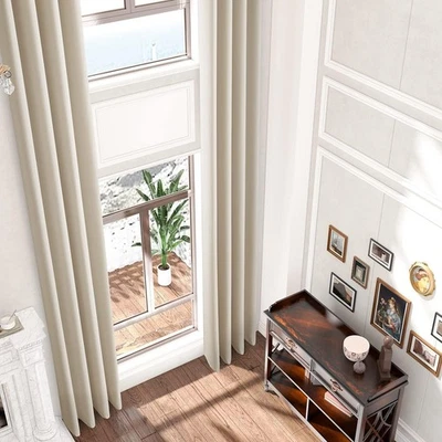 Cortina extra larga Sanceor marfil para techo alto 18 pies 1 panel 52x 216 * NUEVA Foto 1 de 4