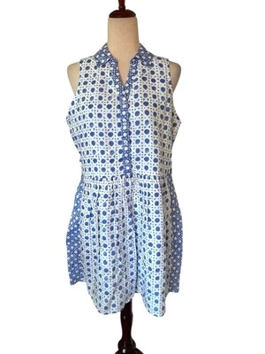 Nuevo con etiquetas Vestido de Lino Vineyard Vines Azul Blanco Sin Mangas Costero Preppy Para Mujer’s 10 Foto 1 de 4