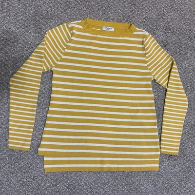 Camisa manga larga Liz Claiborbe PL rayas amarillas blancas usada en excelente estado Foto 1 de 4