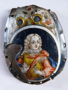Plaque bourse de ancienne 17 18 siècle peinture miniature émail émaux sur cuivre - Imagen 1 de 13