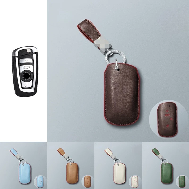 Funda de cuero genuino para llavero de coche para BMW X3 X4 X5 1 2 3 7 4 5 6 F10 F15 M5 Foto 1 de 4