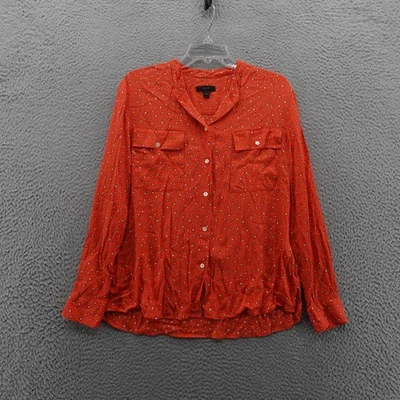 Blusa de seda con estampado de estrellas J Crew talla 8 naranja para mujer manga larga botón delantero Foto 1 de 4