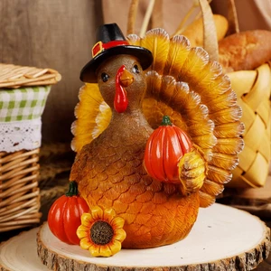 Centro de mesa de pavo de acción de gracias decoración resina pavo decoración para auto... - Imagen 1 de 11