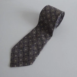 CORBATA HARDY AMIES SAVILE ROW LONDRES 100% SEDA GRIS ESTAMPADO GEOMÉTRICO HECHA EN INGLATERRA - Imagen 1 de 5